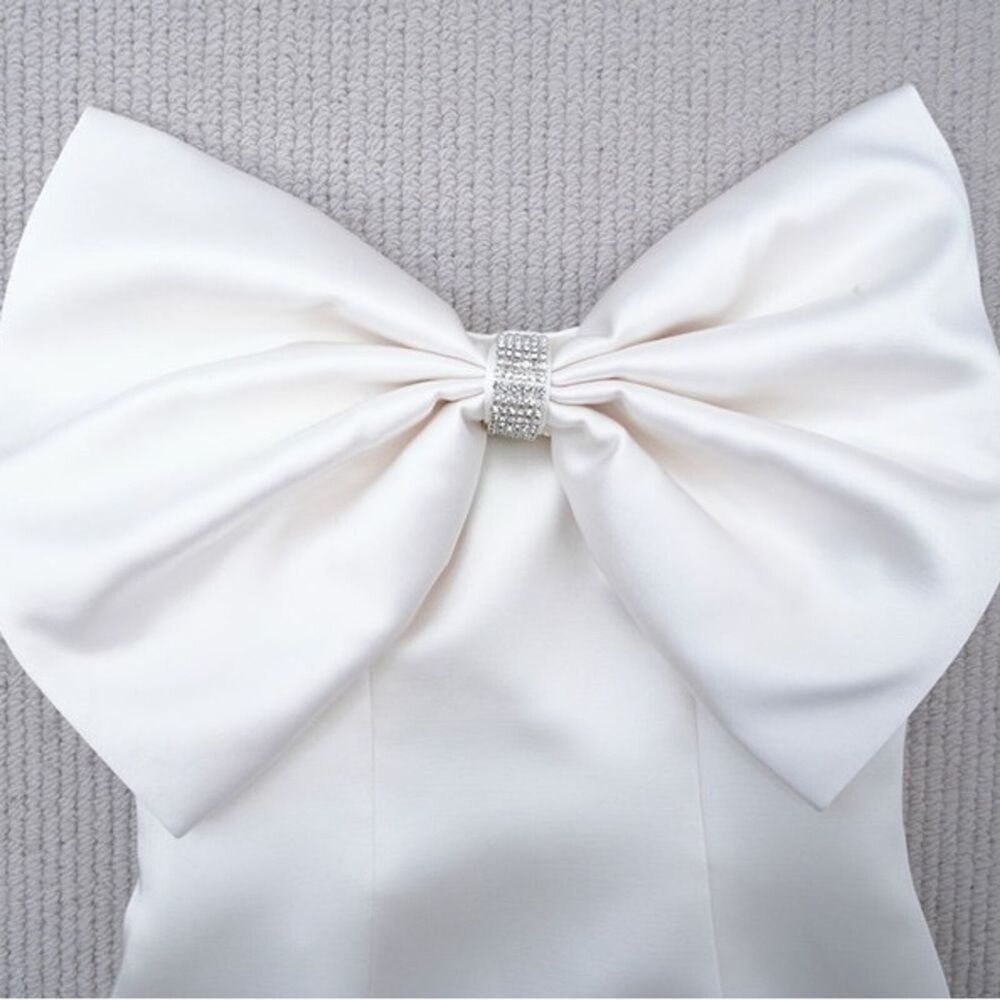 NWOT Bronx and Banco Evie Bow Satin Minidress Elegant white Mini Dress - Picture 12 of 15